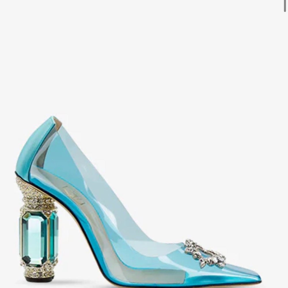 Luxury Teal Crystal-Embellished Women's Pump